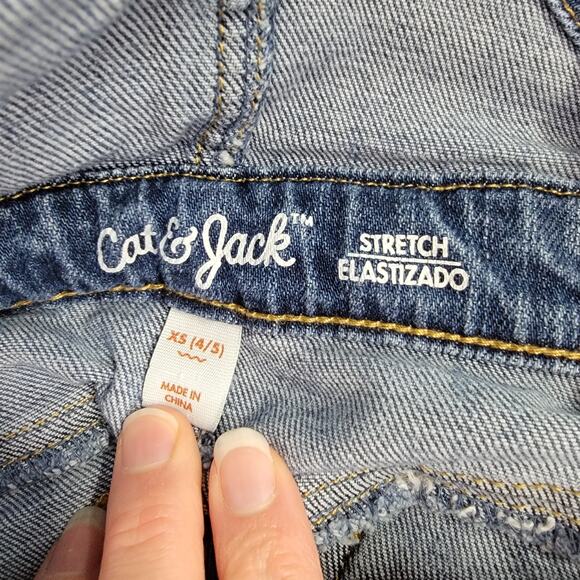 Cat & Jack blue jean skirtall bib overall dress Sz 4/5 - Picture 7 of 8